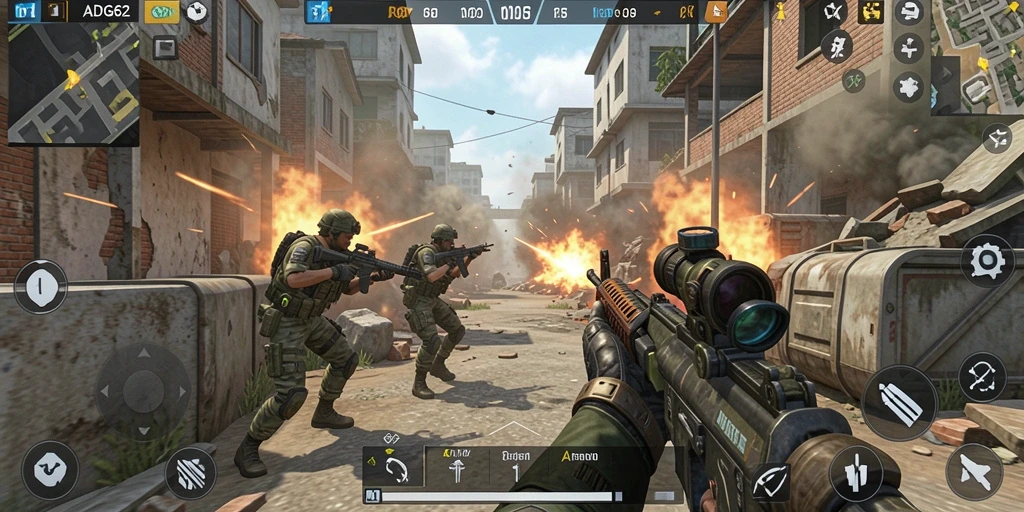 Tampilan permainan seru dalam ADG62 dengan aksi FPS yang menegangkan.