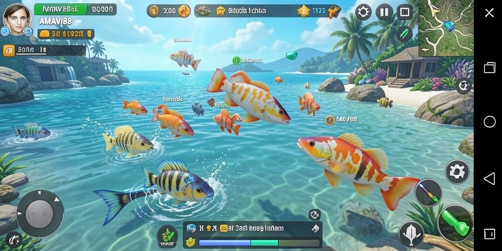 Screenshot gameplay AMAVI88 yang menampilkan serunya Tembak Ikan.