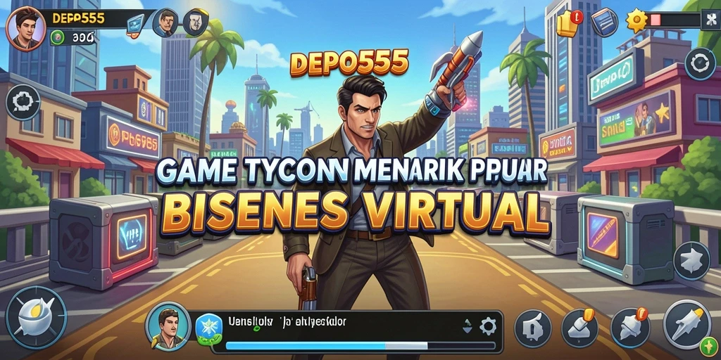 Tampilan gameplay DEPO555 dengan keseruan simulasi bisnis Tycoon.
