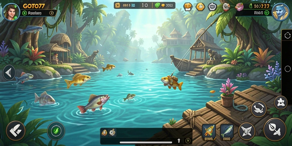 Tampilan gameplay GOTO77 dengan aksi memancing yang mendebarkan.