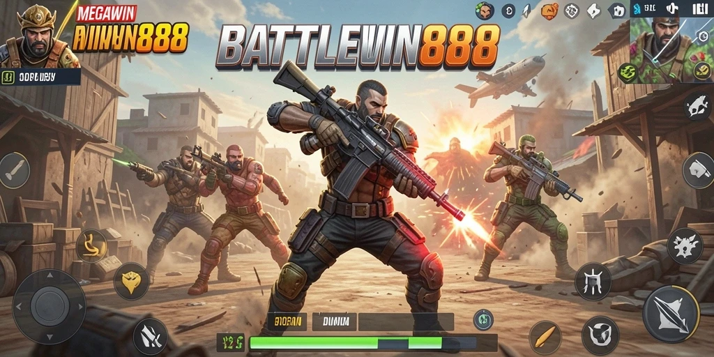 Screenshot gameplay MEGAWIN888 yang menampilkan aksi seru Battle Royale.