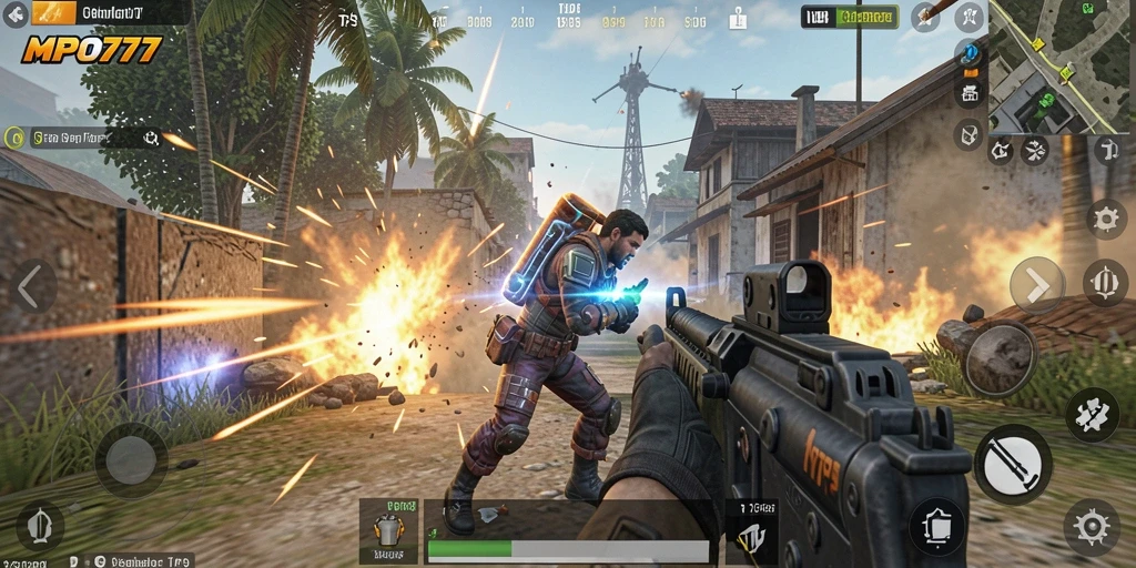 Tampilan seru dari gameplay MPO777 dengan aksi tembak-tembakan.