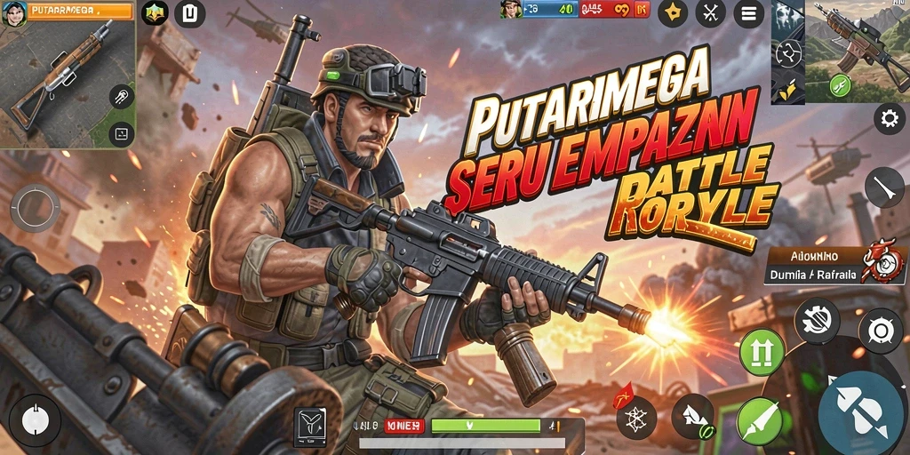 Screenshot PUTARMEGA menampilkan aksi pertarungan intens Battle Royale.